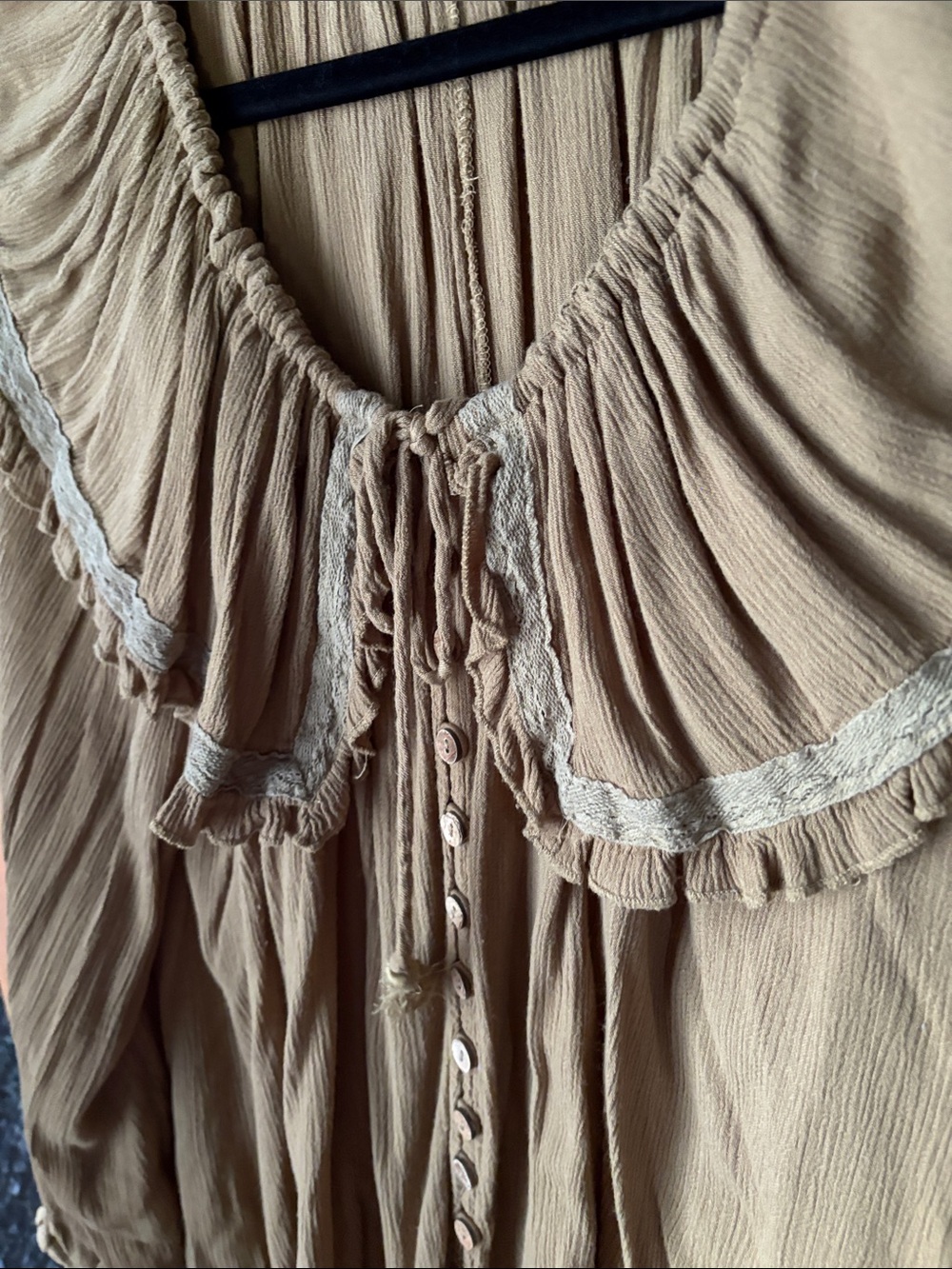 Free People Ruffled Peasant Blouse - Beige/Tan - Picture 4 of 4